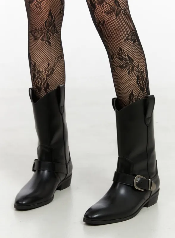 Buckled Western Faux Leather Boots IO430 sold by Lewkin