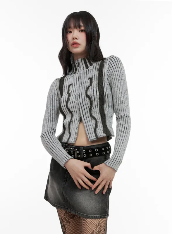 Zip-Up Crop Cardigan IO430 sold by Lewkin