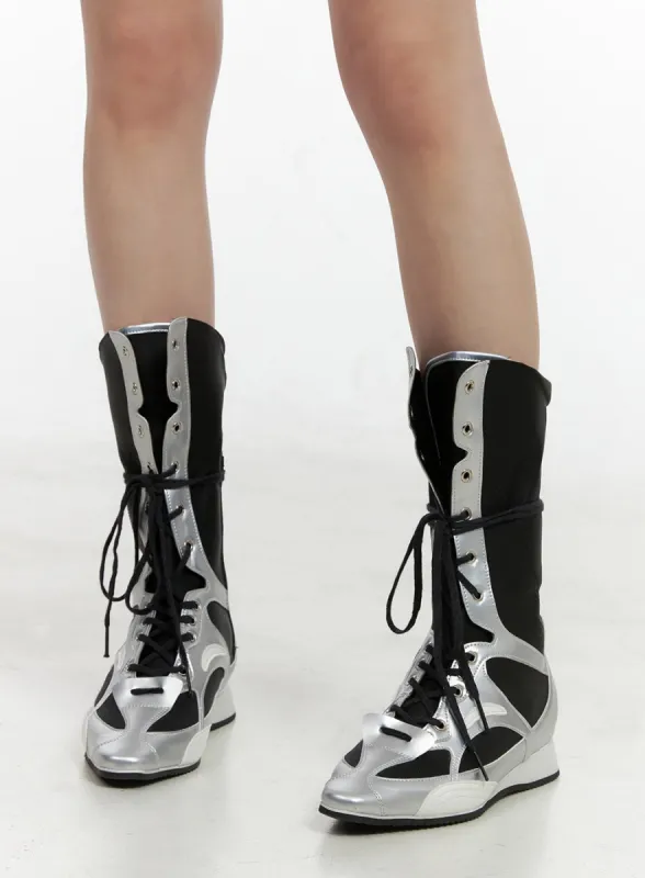 Lace-Up Long Boots IO430 sold by Lewkin