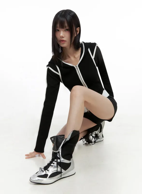 Zenith Zip-Up Crop Top IO430 sold by Lewkin