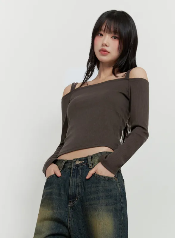 Strap Off-Shoulder Crop Top IO430 sold by Lewkin