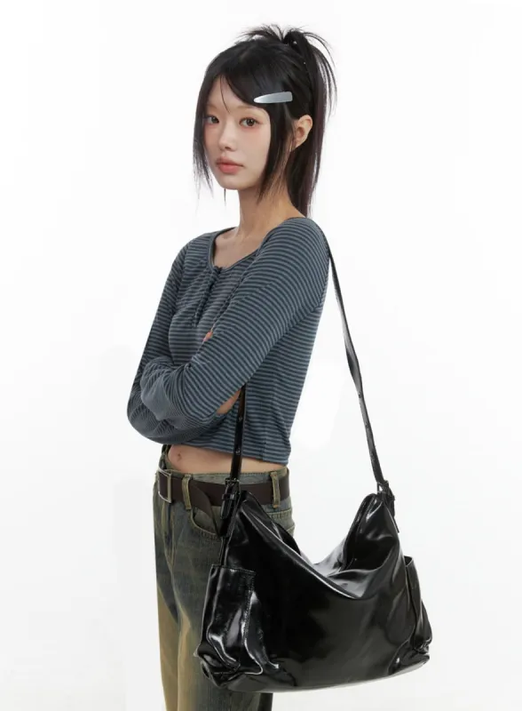 Faux Leather Pocket Shoulder Bag IO430 sold by Lewkin