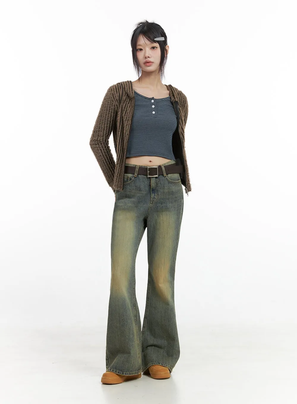 Striped Zip-Up Hooded Cardigan IO430 sold by Lewkin product image thumbnail 2