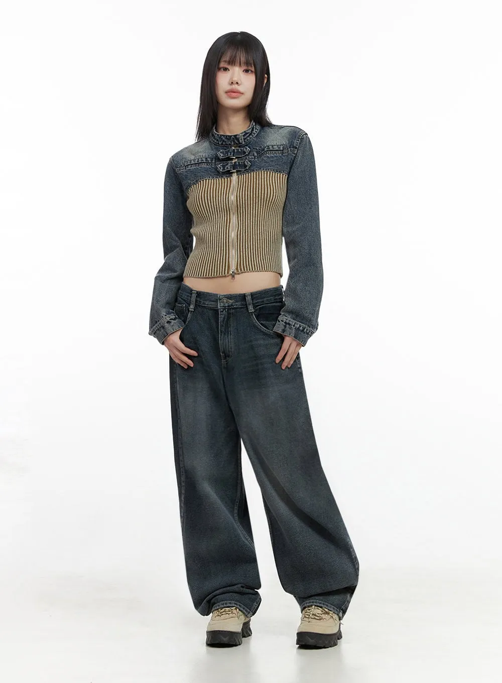 Adeline Washed Denim Pants IO430 sold by Lewkin