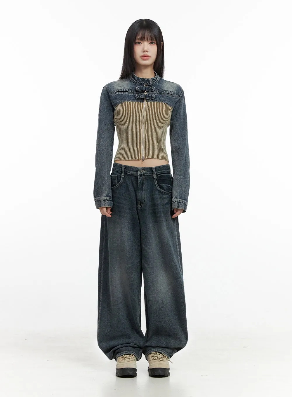Adeline Washed Denim Pants IO430 sold by Lewkin product image thumbnail 3
