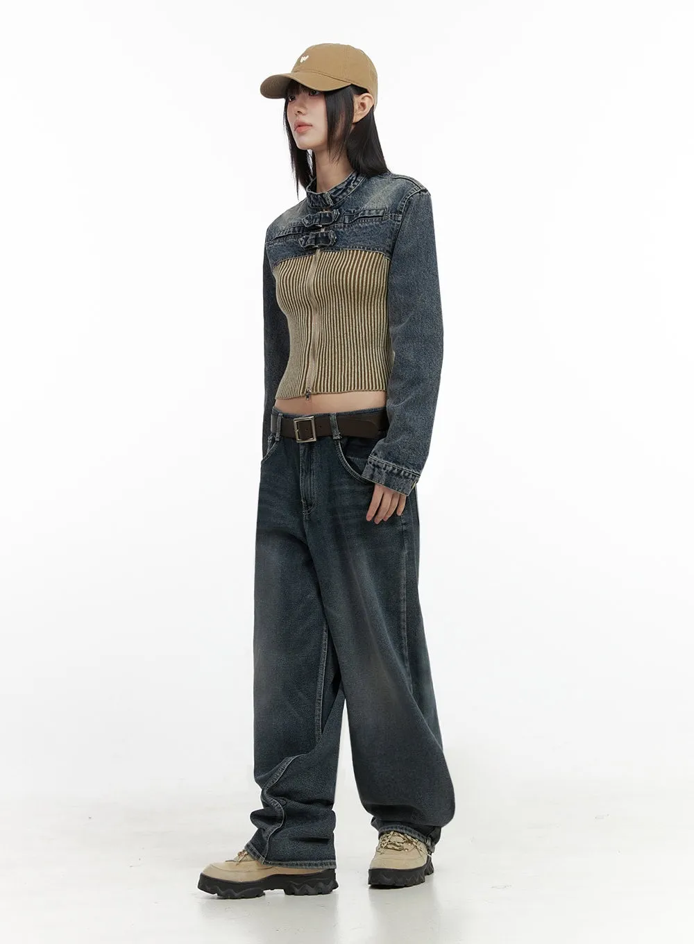 Adeline Washed Denim Pants IO430 sold by Lewkin product image thumbnail 5