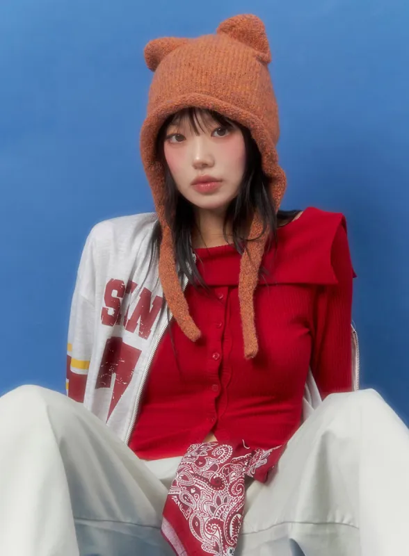 Off-Shoulder Buttoned Crop Cardigan IO430 sold by Lewkin