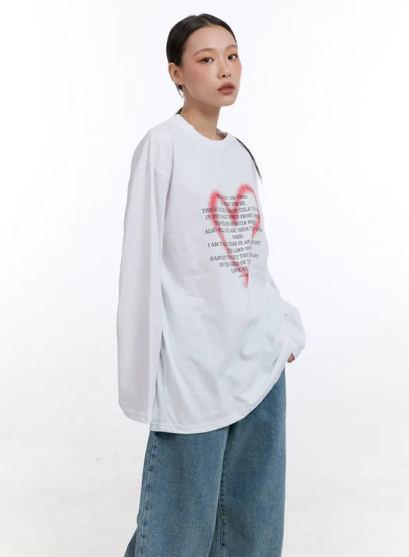 Oversized Graphic Long Sleeve Tee CO431 sold by Lewkin