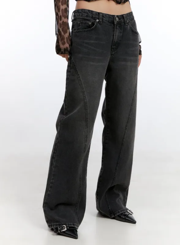 Clea Denim Stitched Flared Jeans CO431 sold by Lewkin