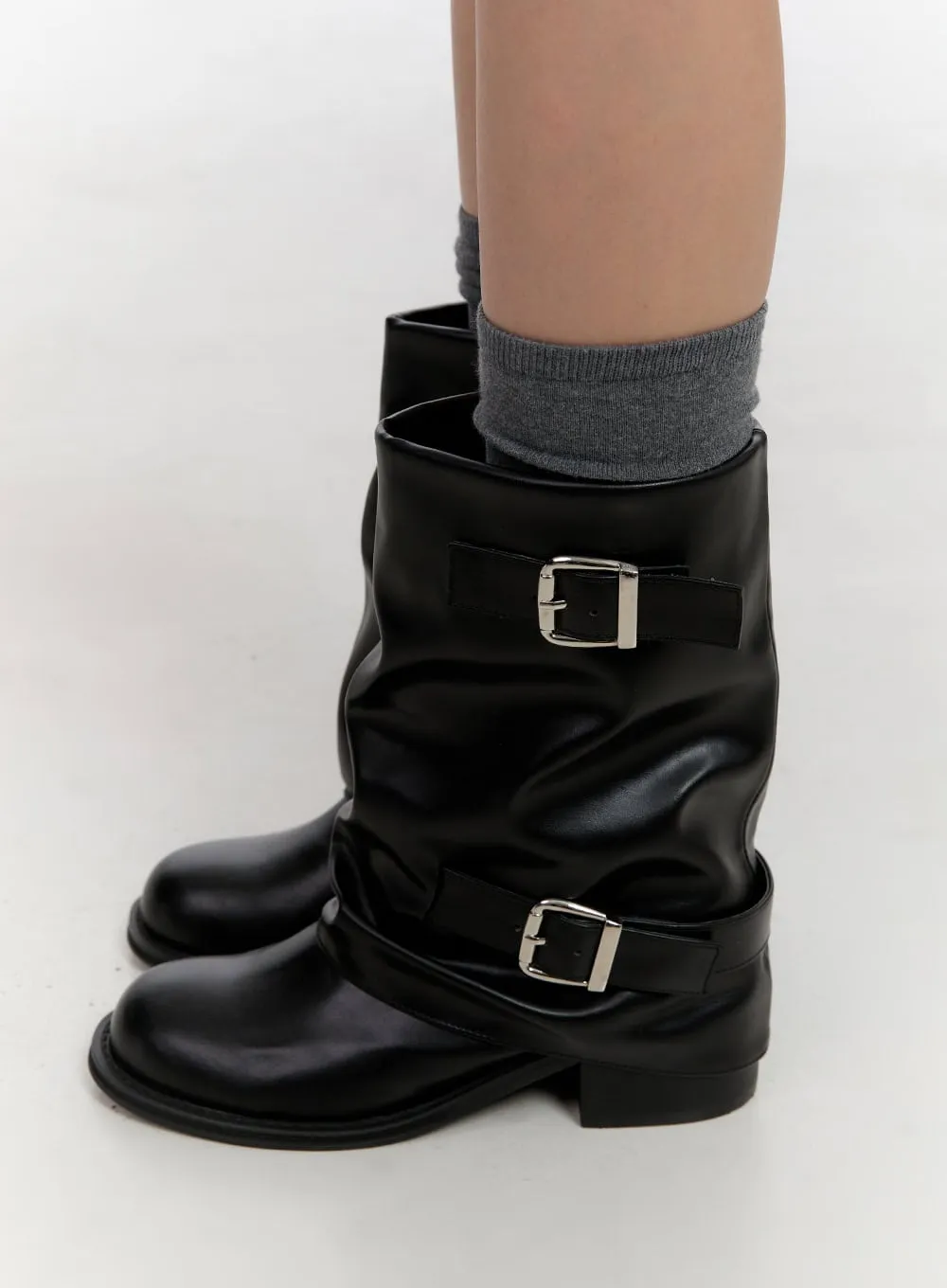 Midi-Length Buckle-Detail Boots CN401 sold by Lewkin product image thumbnail 4