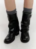 Midi-Length Buckle-Detail Boots CN401 sold by Lewkin