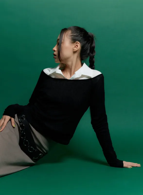 Shirred Off-Shoulder Slim-Fit Top CN401 sold by Lewkin