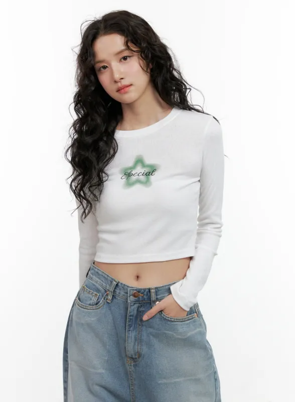 Slim Fit Star Crop Tee ON404 sold by Lewkin