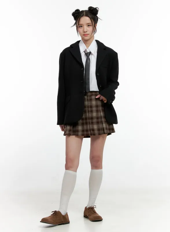 Checkered Pleated Mini Skirt ON404 sold by Lewkin