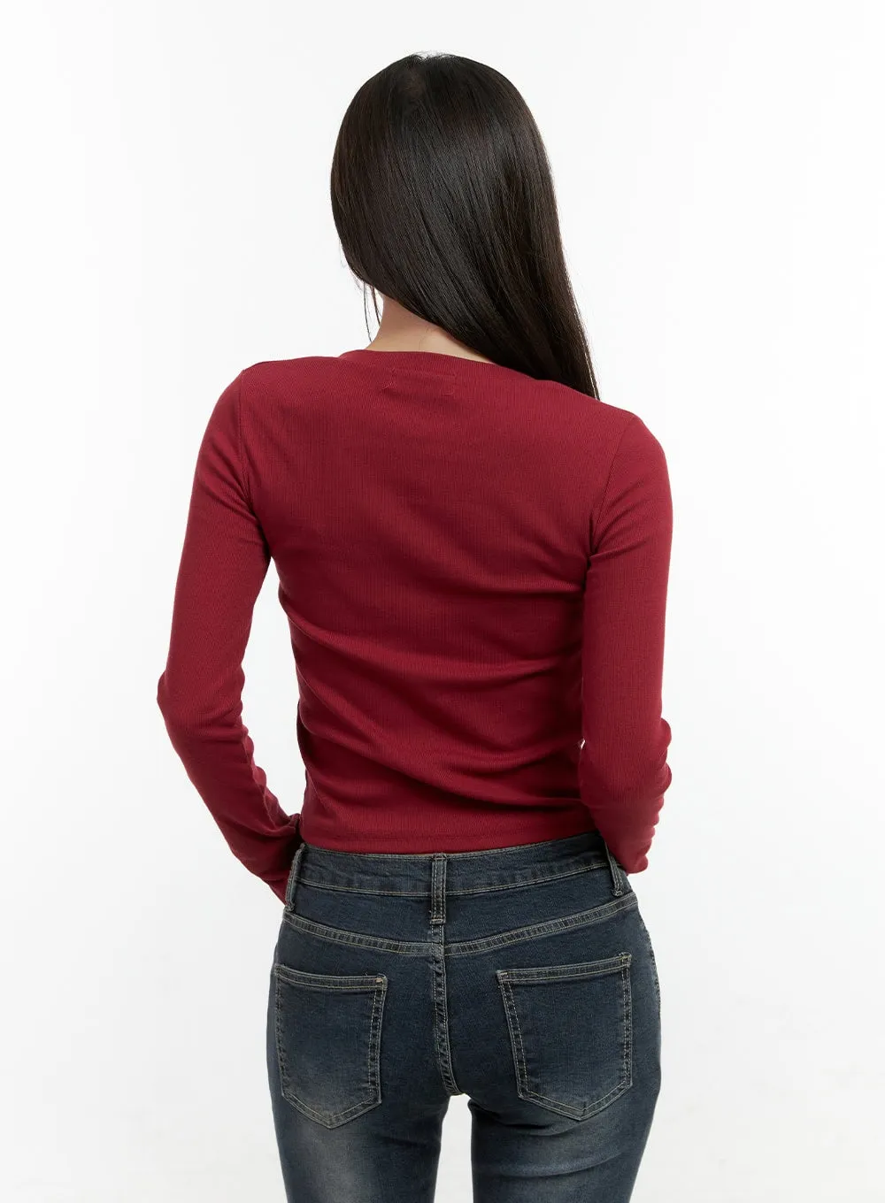 Solid Buttoned Long Sleeve Top CN404 sold by Lewkin product image thumbnail 5