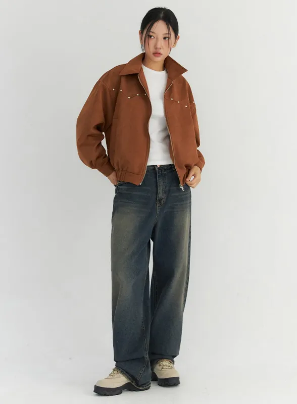 Washed Wide Leg Jeans CO306 sold by Lewkin