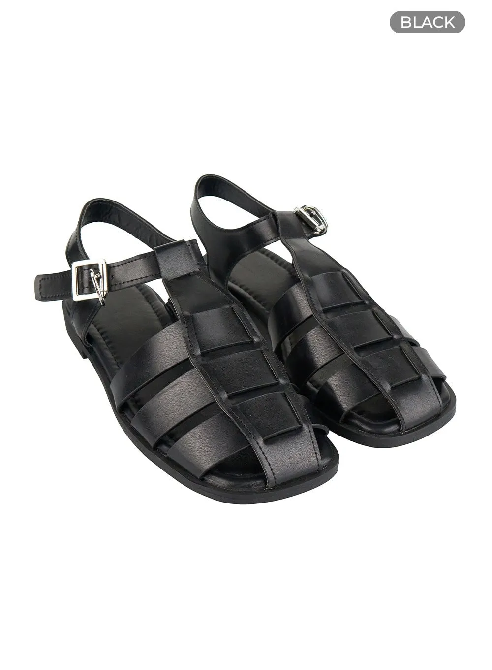 Faux Leather Cage Flats OL411 sold by Lewkin product image thumbnail 4