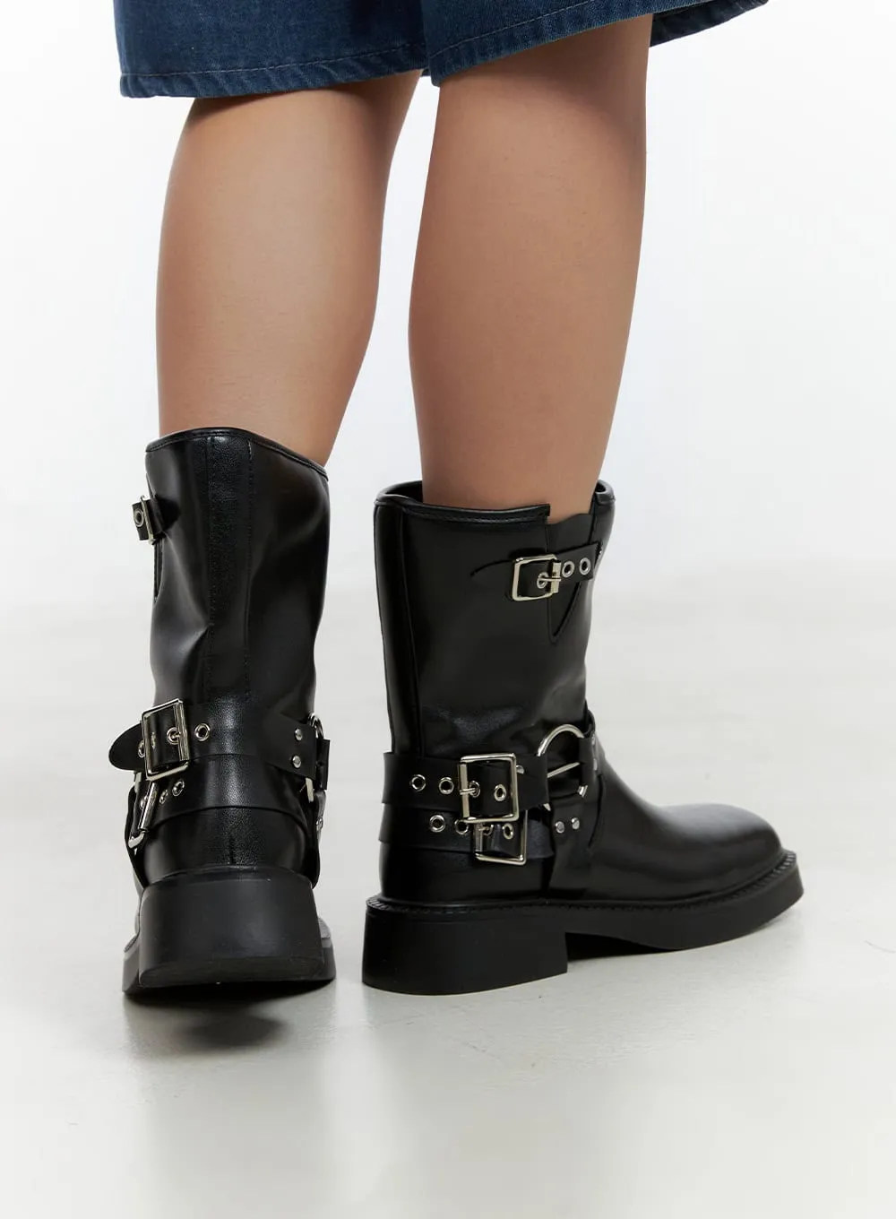 Buckle Faux Leather Midi Boots OL408 sold by Lewkin product image thumbnail 5
