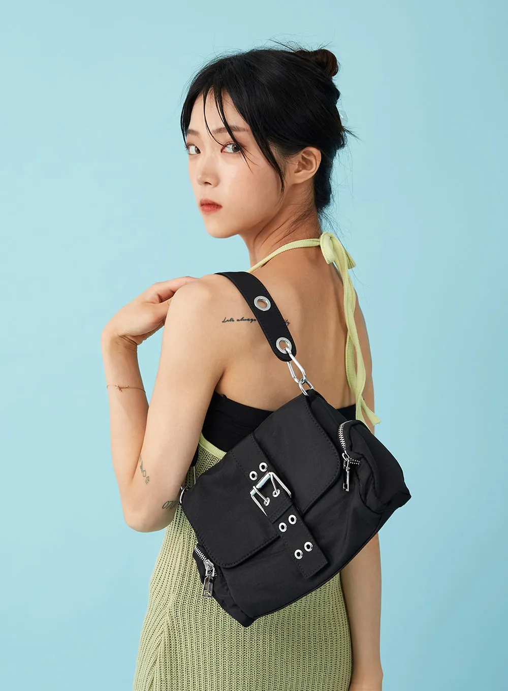 Side Pocketed Belted Bag BU12 sold by Lewkin product image thumbnail 2