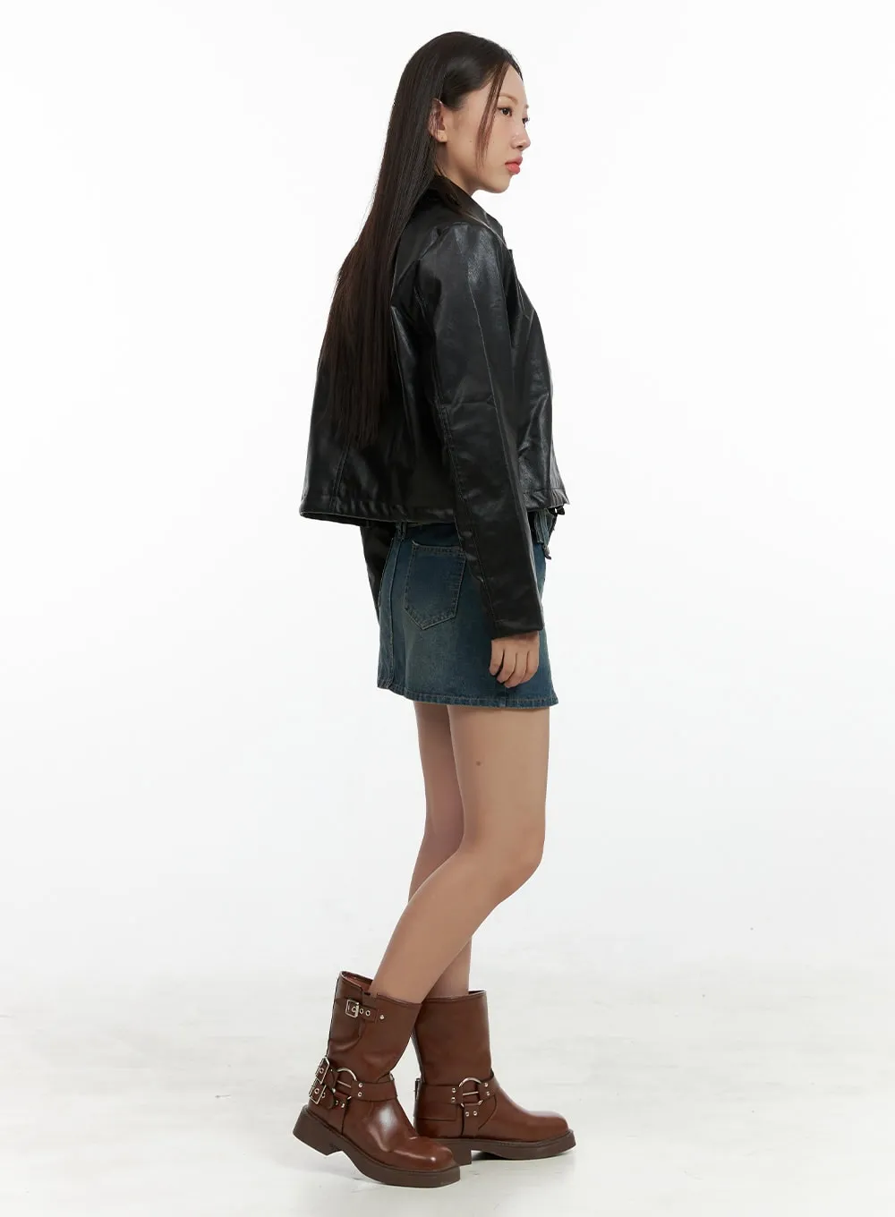 Buckle Faux Leather Midi Boots OL408 sold by Lewkin product image thumbnail 3