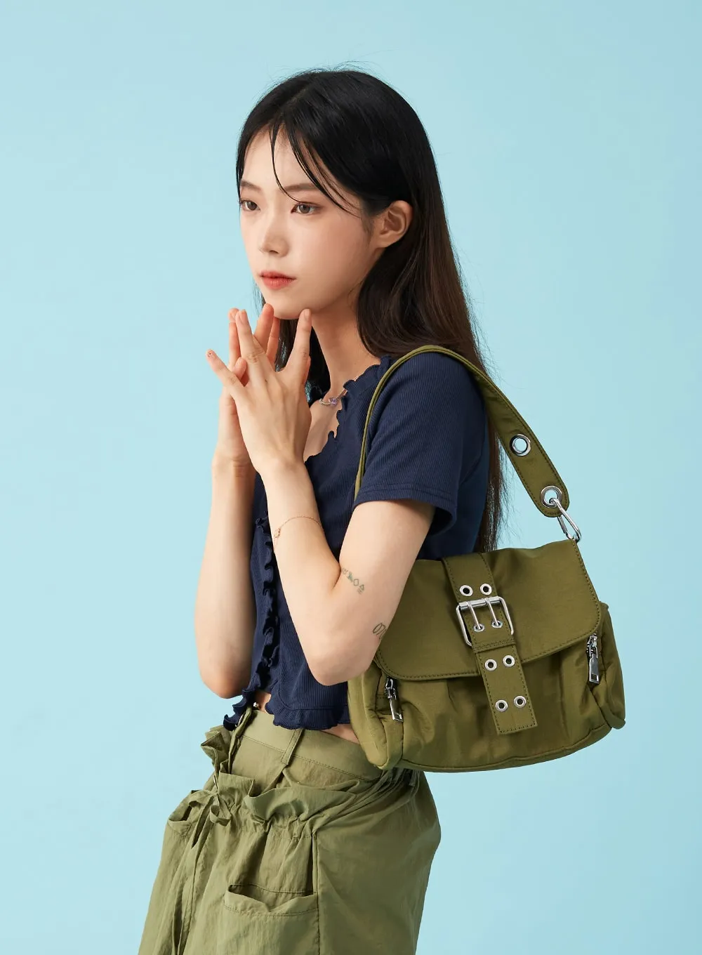 Side Pocketed Belted Bag BU12 sold by Lewkin product image thumbnail 3