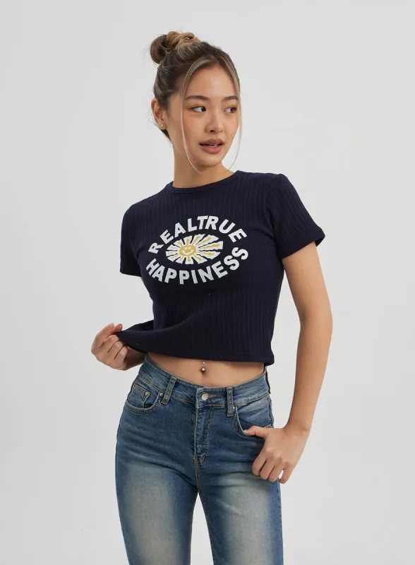 Crewneck Graphic Cropped Tee CJ325 sold by Lewkin