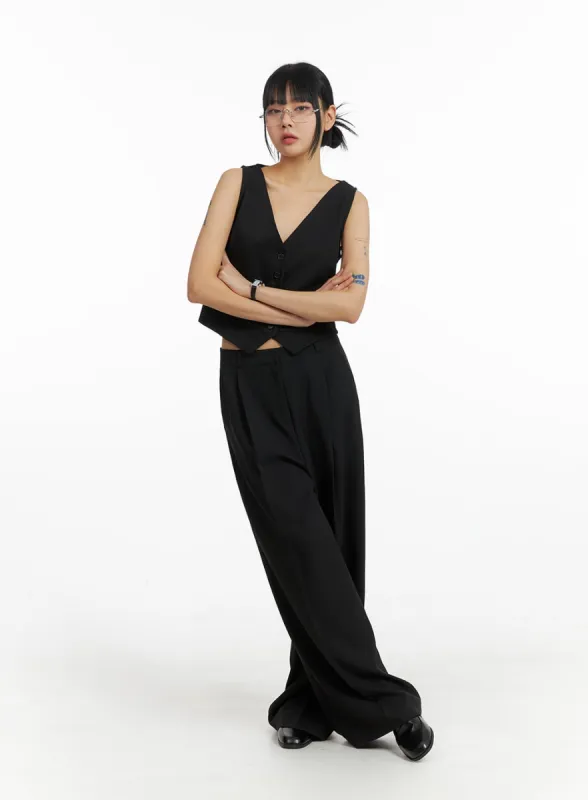 Simple Wide Trousers IM414 sold by Lewkin