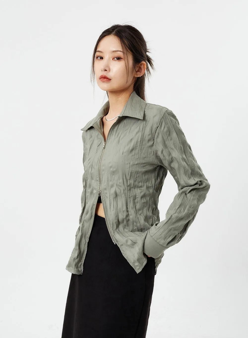 Two Way Zip-Up Shirt CM307 sold by Lewkin product image thumbnail 5