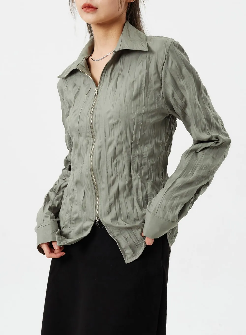 Two Way Zip-Up Shirt CM307 sold by Lewkin product image thumbnail 2