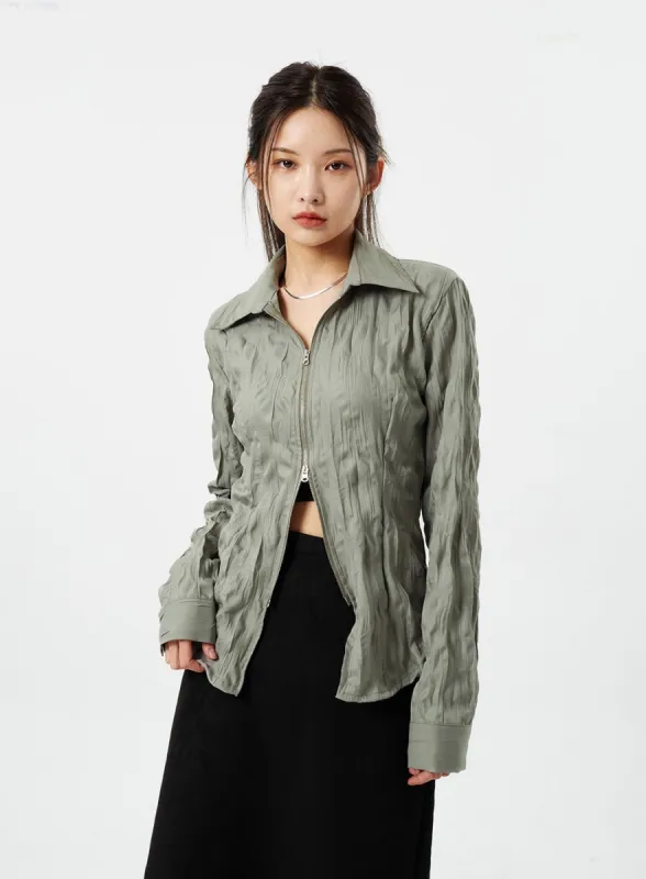 Two Way Zip-Up Shirt CM307 sold by Lewkin