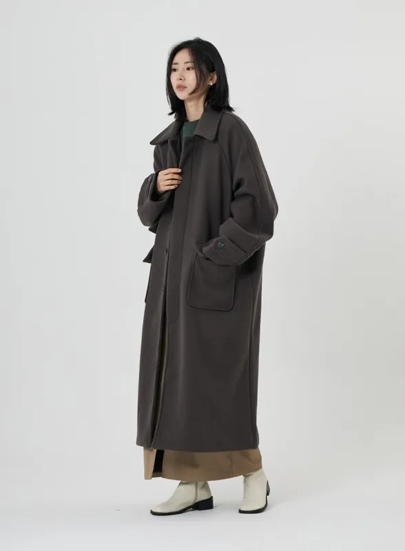 Button Long Coat ON23 sold by Lewkin