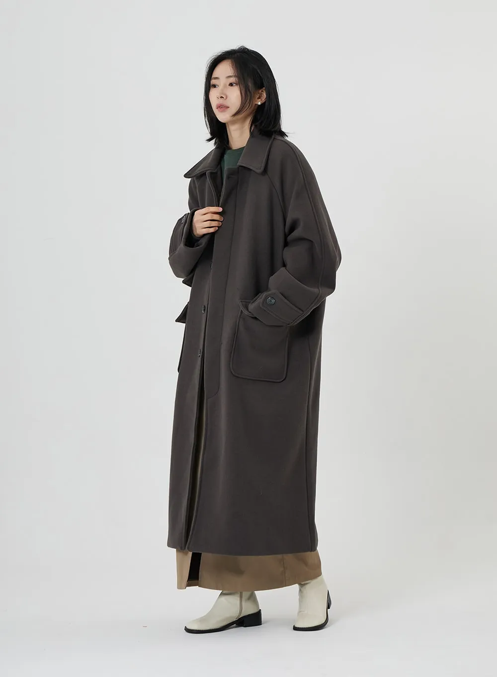 Button Long Coat ON23 sold by Lewkin