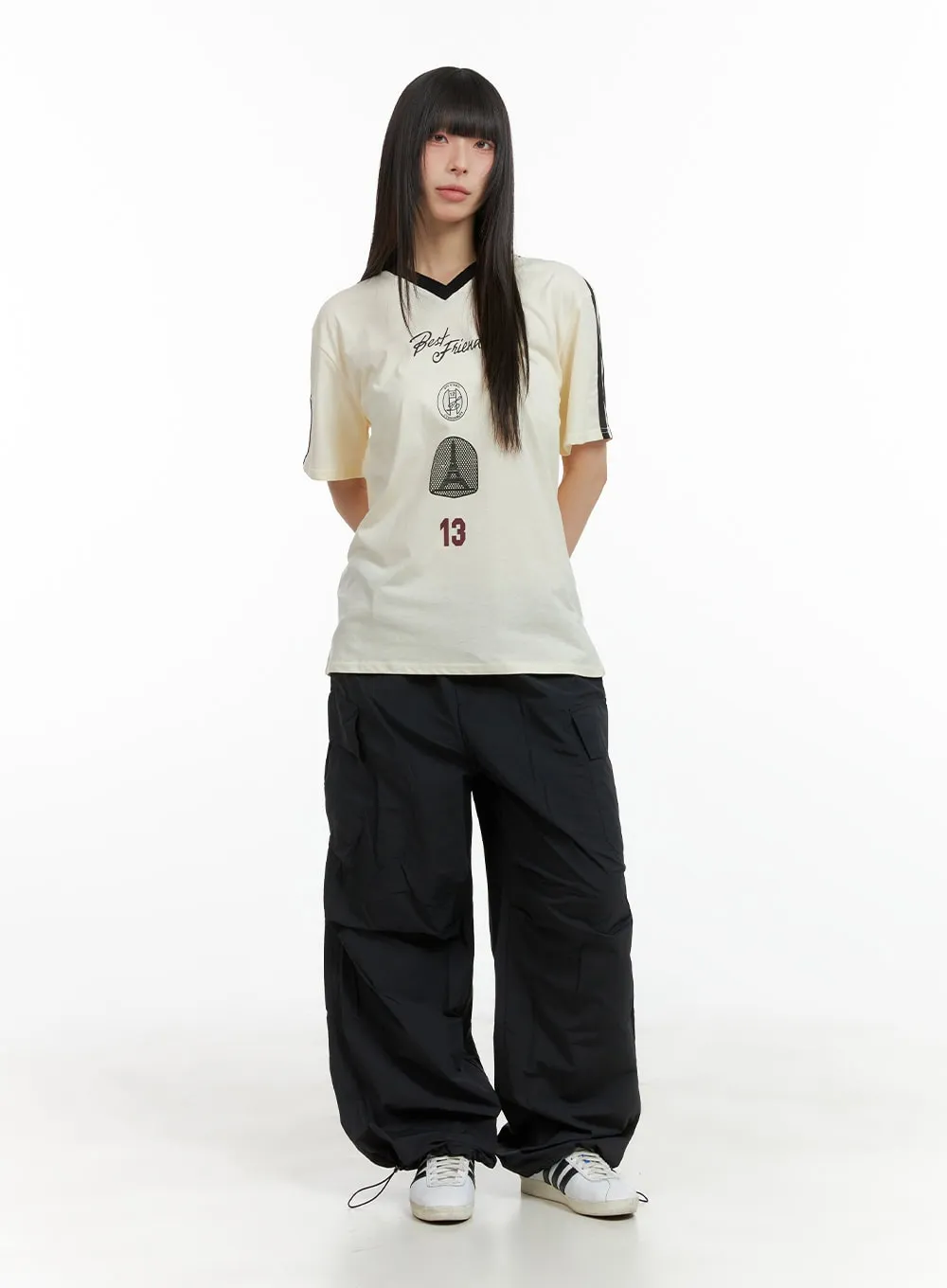 Solid Cargo Chic Nylon Pants CL422 sold by Lewkin product image thumbnail 2