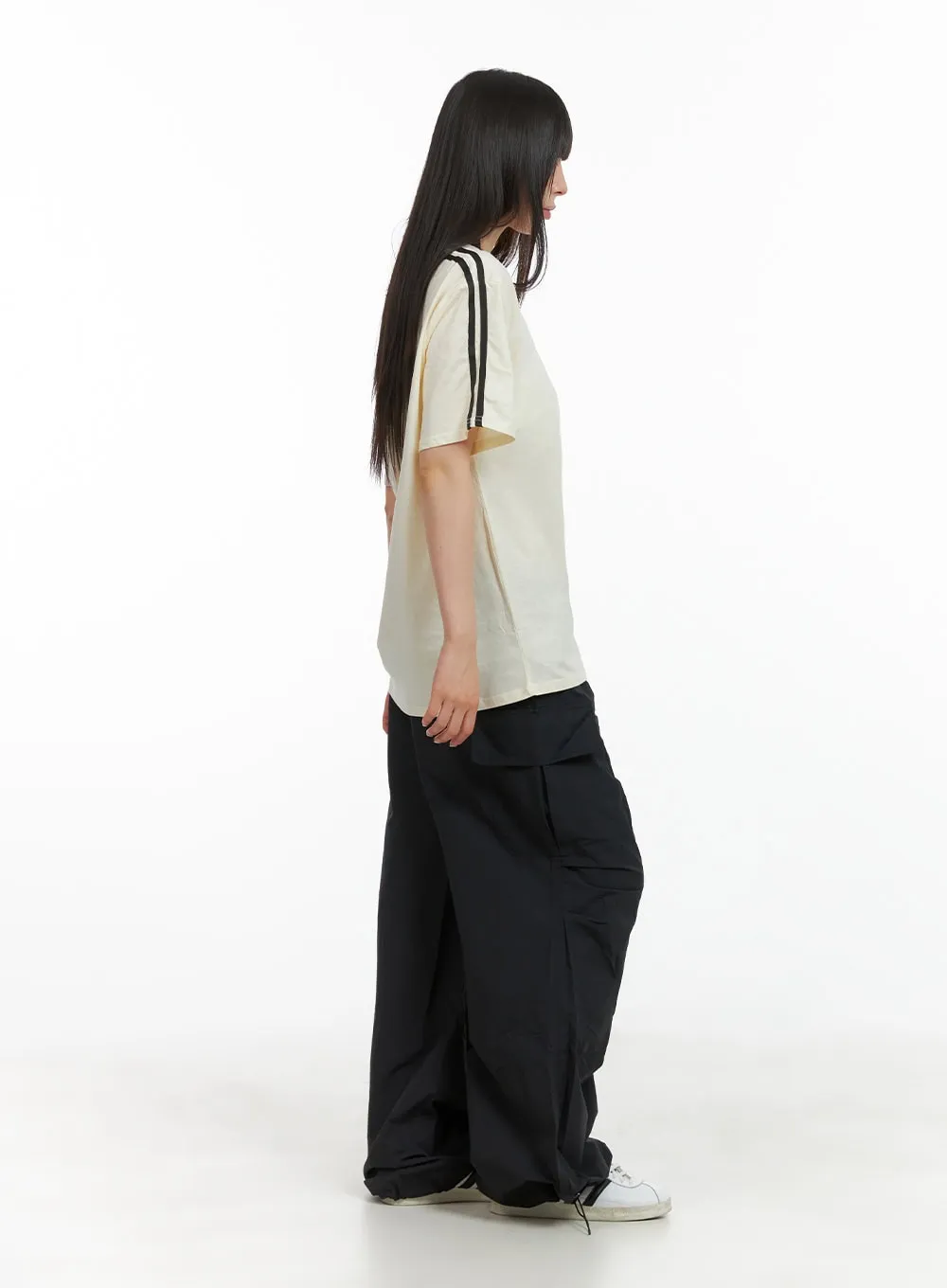 Solid Cargo Chic Nylon Pants CL422 sold by Lewkin product image thumbnail 3