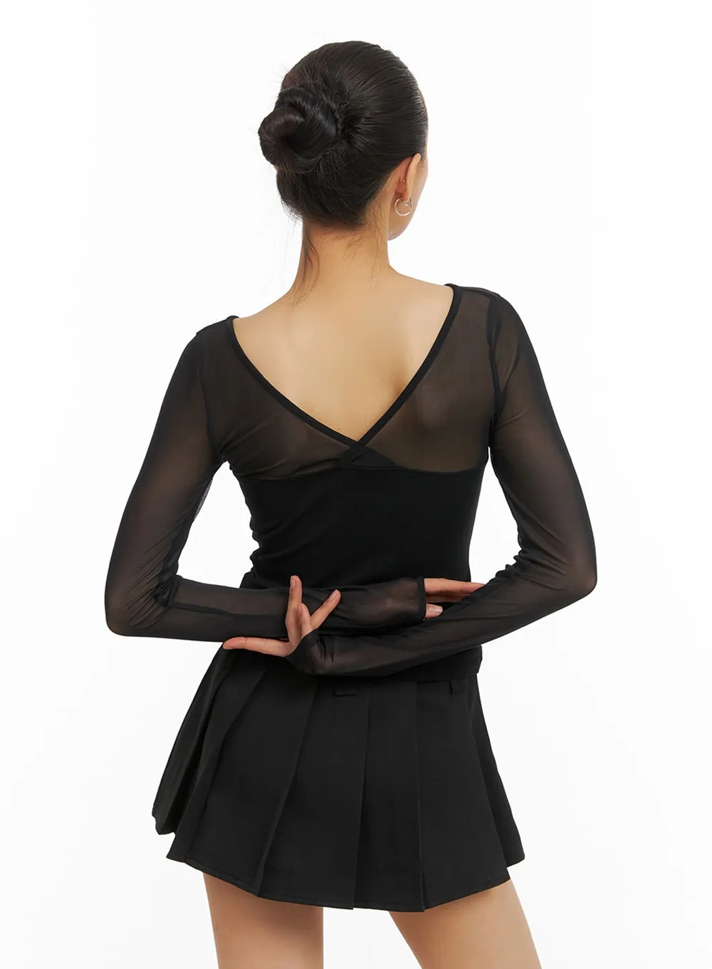 Twist Sheer V-Neck Top IA417 sold by Lewkin product image thumbnail 5