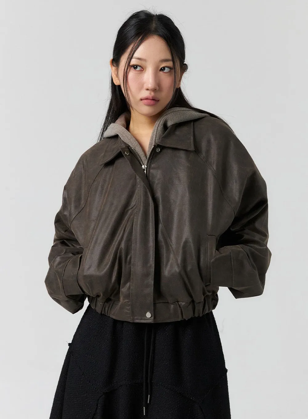 Vintage Wash Faux Leather Jacket CS305 sold by Lewkin