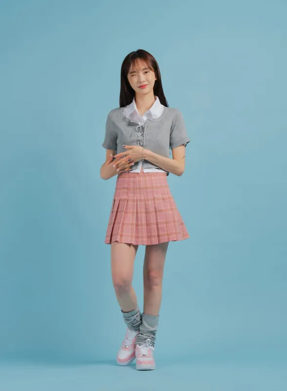 Plaid Pleated Tennis Skirt BA27 sold by Lewkin