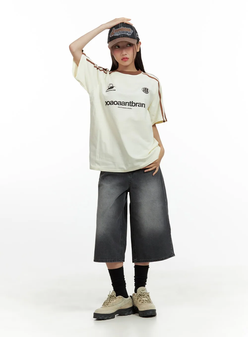 Washed Wide Jorts CU420 sold by Lewkin product image thumbnail 2