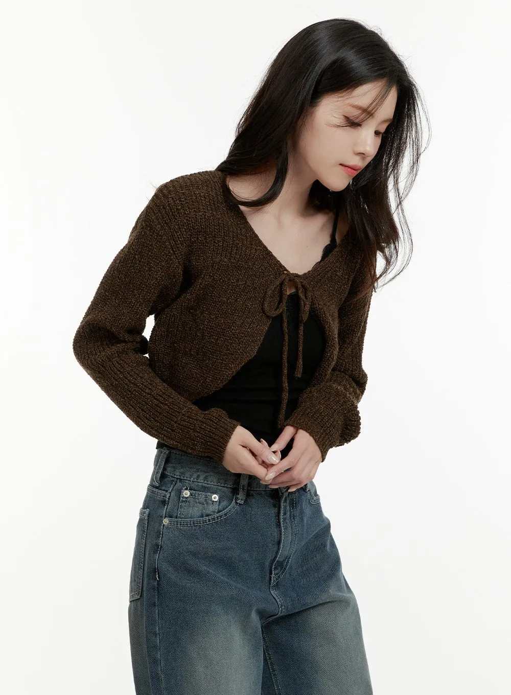 Tie Knit Crop Cardigan OA405 sold by Lewkin product image thumbnail 3