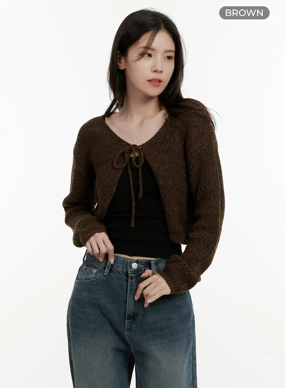 Tie Knit Crop Cardigan OA405 sold by Lewkin product image thumbnail 5