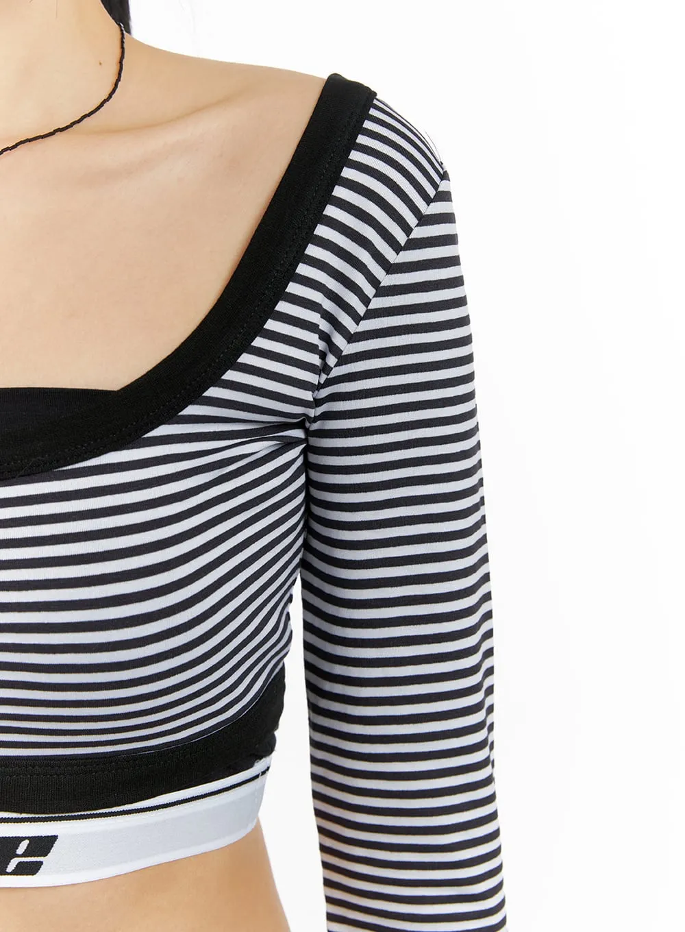 Round Neck Striped Long Sleeve Crop Top CM407 sold by Lewkin product image thumbnail 5