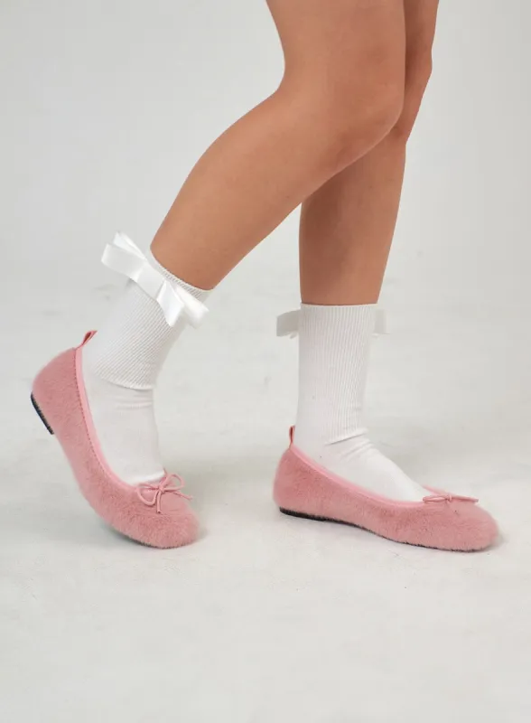 Faux Fur Ribbon Flats IJ403 sold by Lewkin