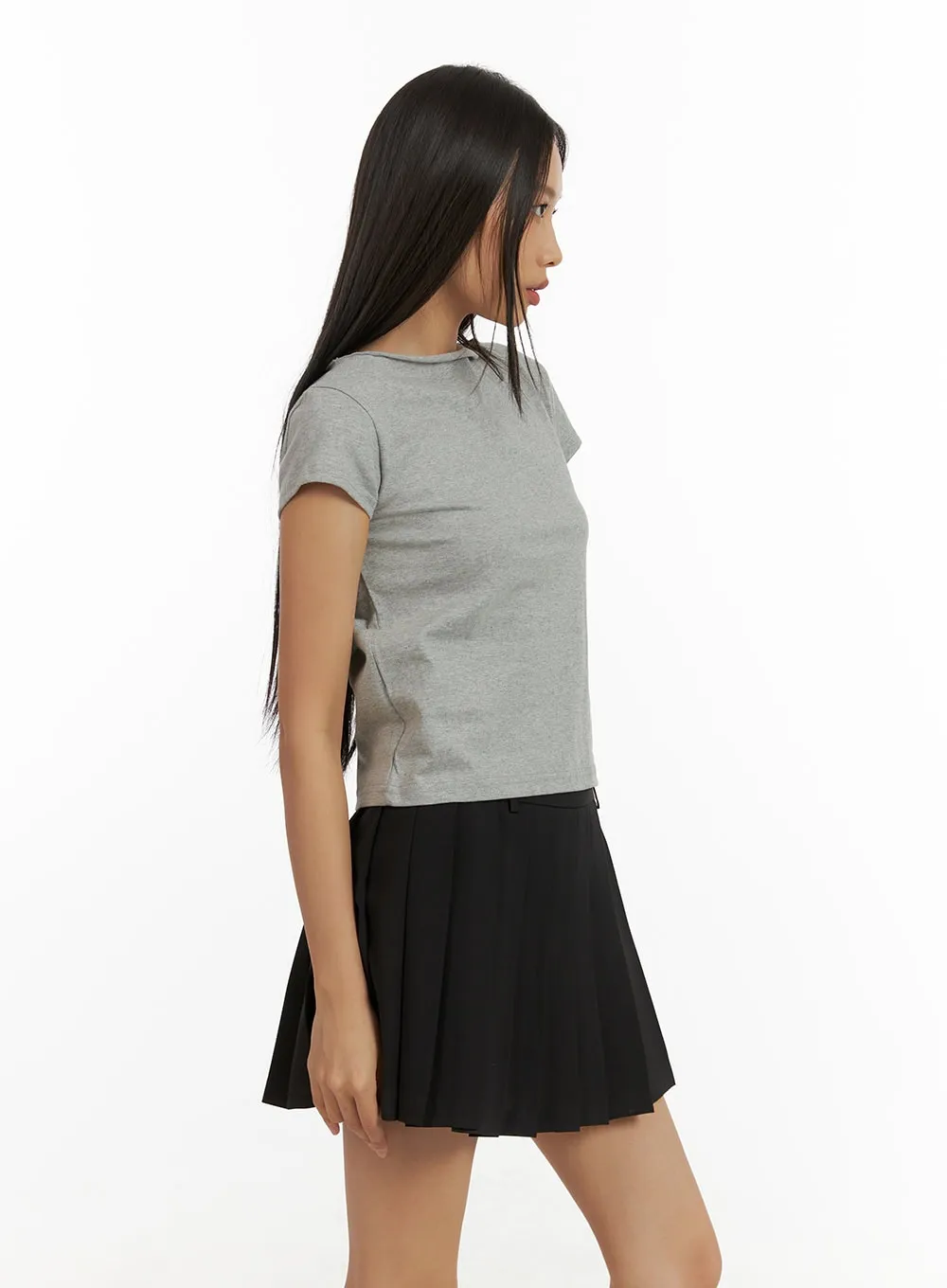 Boat Neck Crop Tee CU414 sold by Lewkin product image thumbnail 5