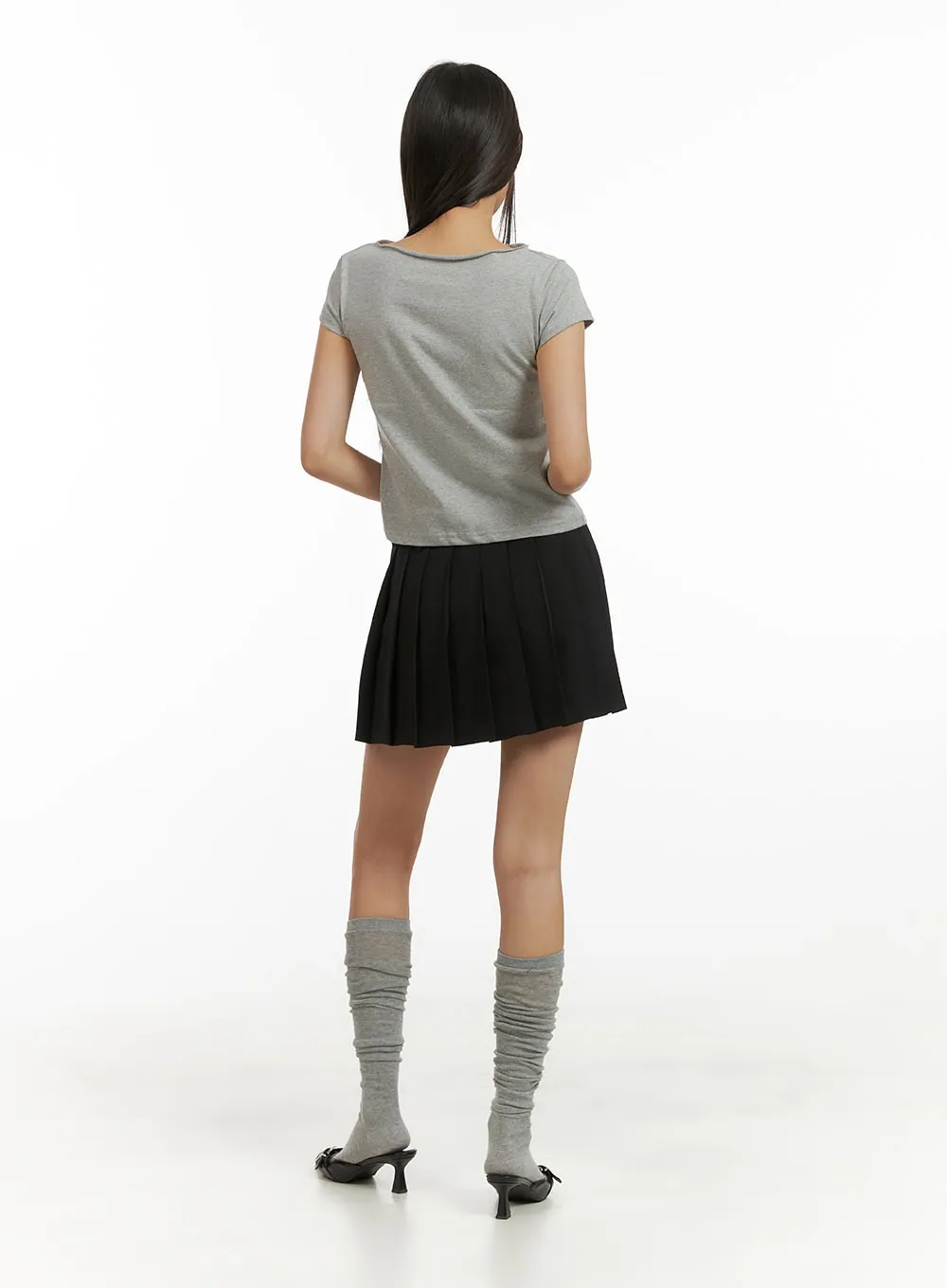 Boat Neck Crop Tee CU414 sold by Lewkin product image thumbnail 4