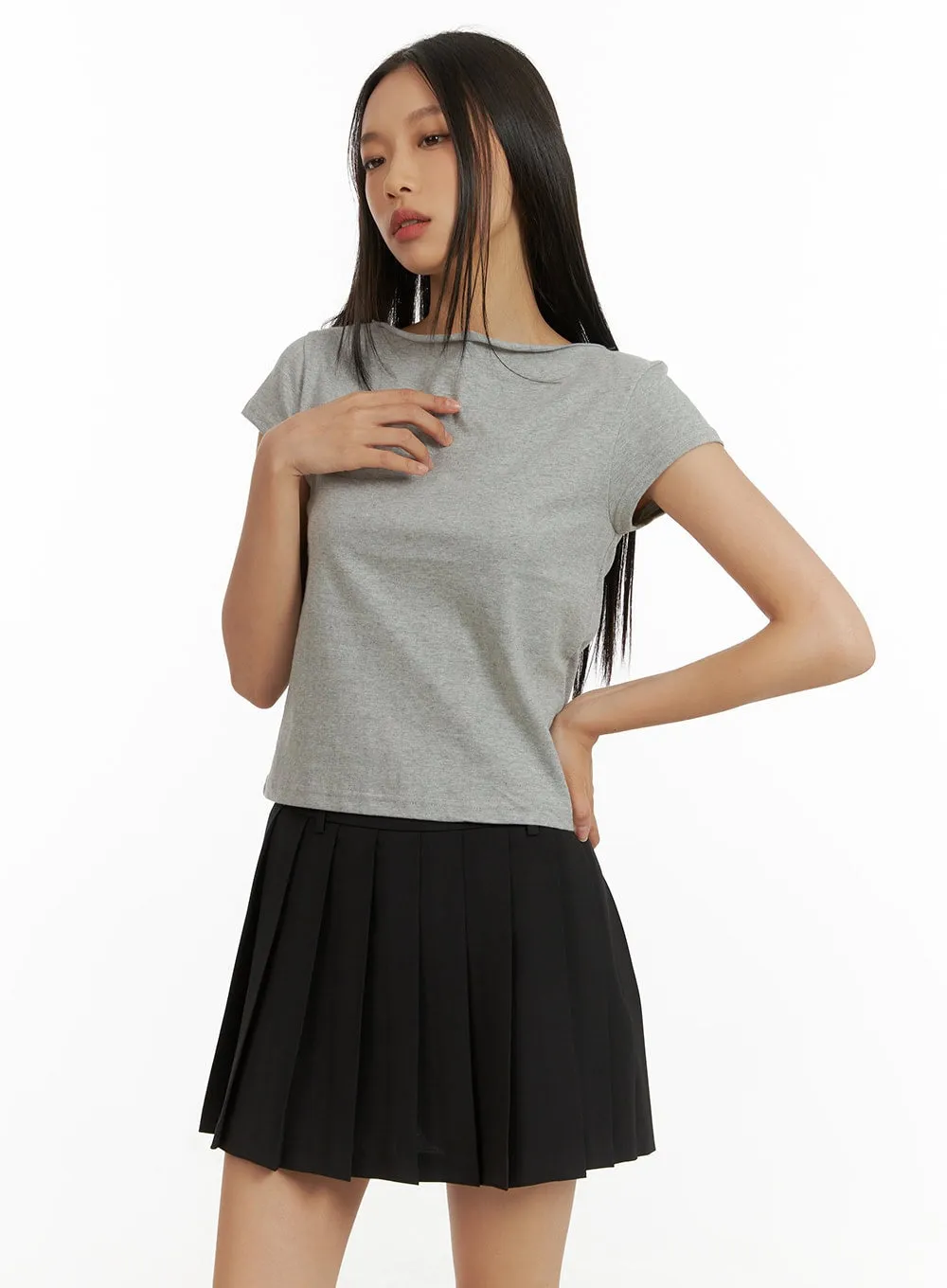 Boat Neck Crop Tee CU414 sold by Lewkin