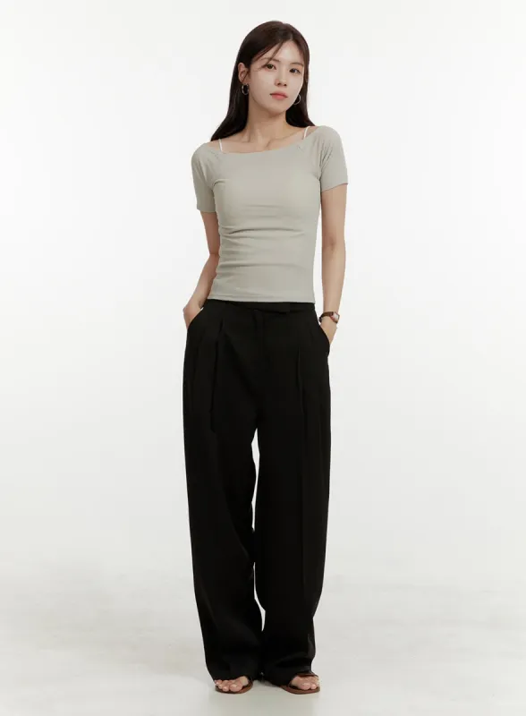 Pintuck Loose-Fit Trousers OY409 sold by Lewkin