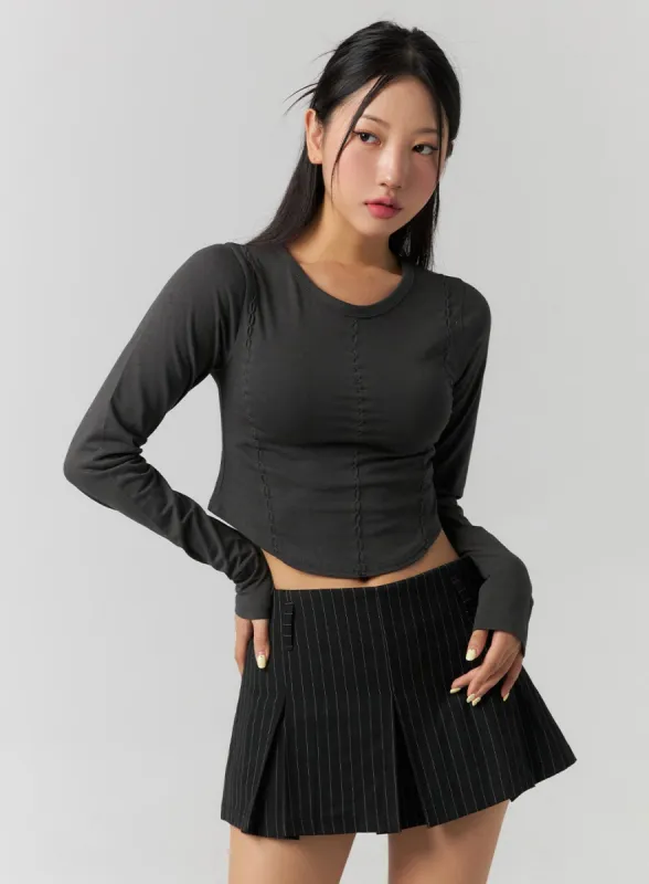 Slim Fit Long Sleeve Crop Top CS320 sold by Lewkin