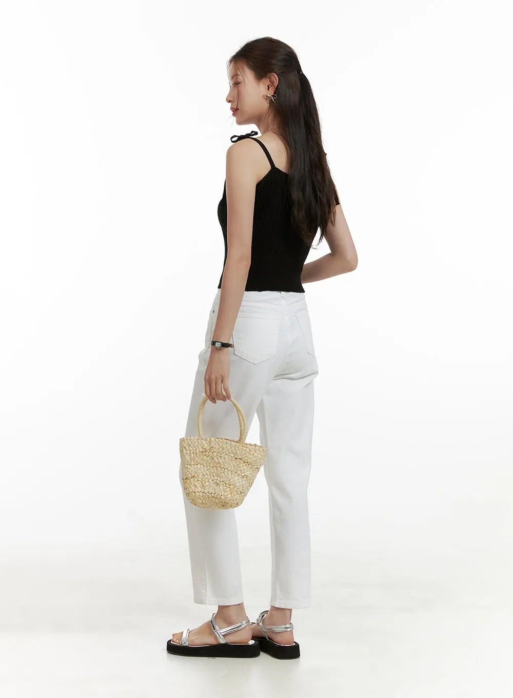 Cotton Crop Straight Fit Pants OU413 sold by Lewkin product image thumbnail 4