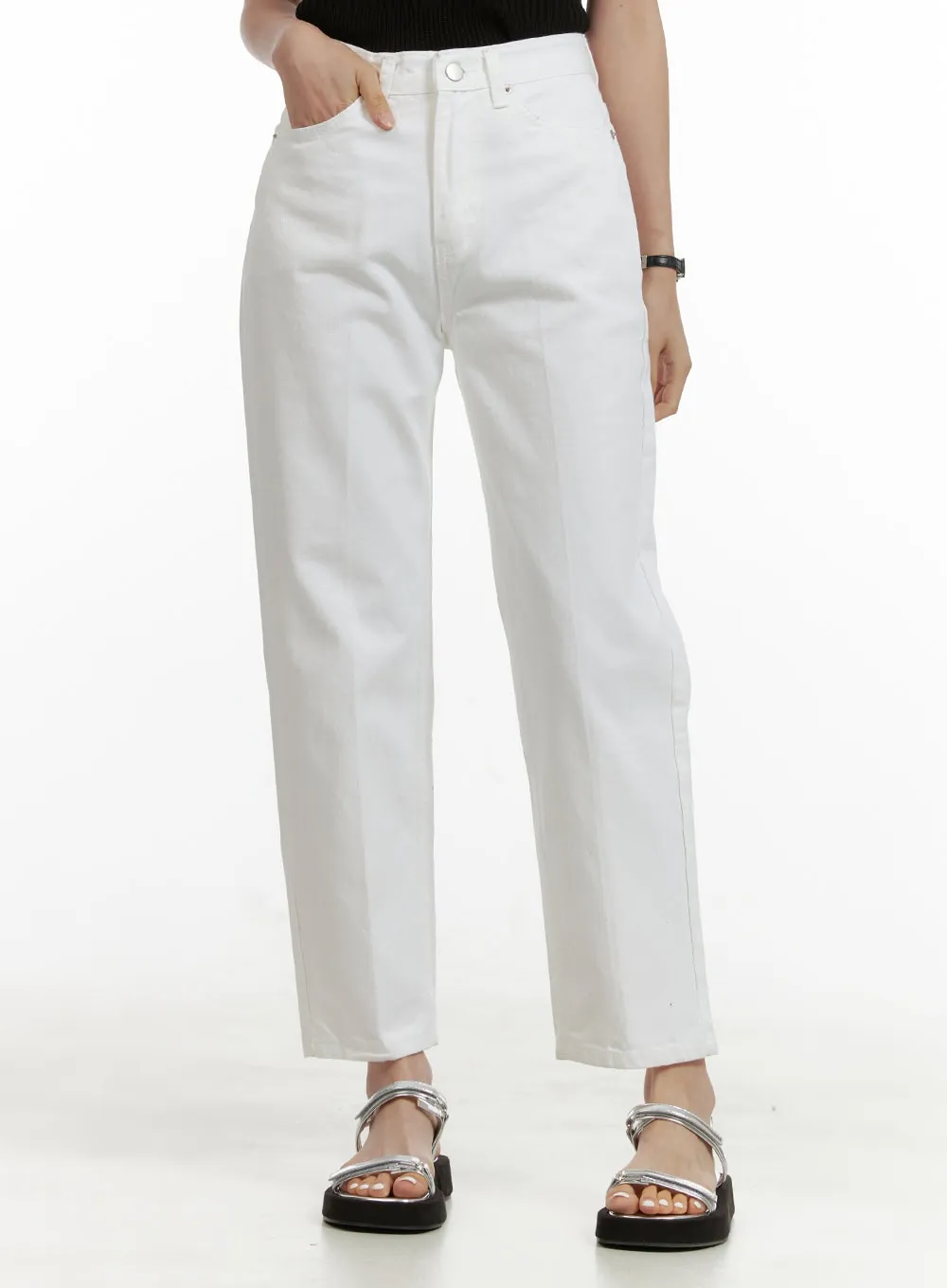 Cotton Crop Straight Fit Pants OU413 sold by Lewkin product image thumbnail 2
