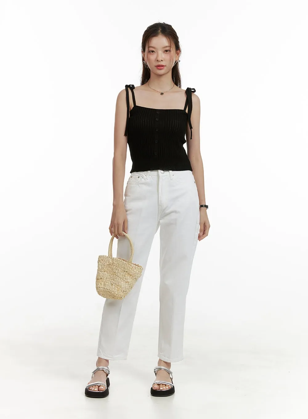 Cotton Crop Straight Fit Pants OU413 sold by Lewkin product image thumbnail 3